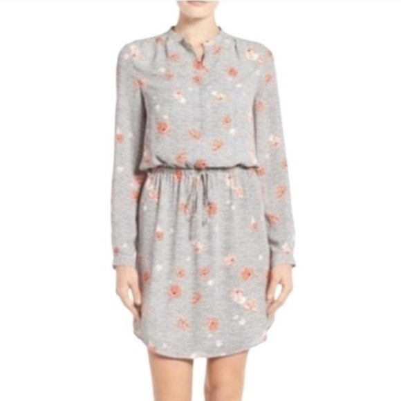Halogen Dresses & Skirts - Halogen Gray and Pink Floral Long Sleeve Dress